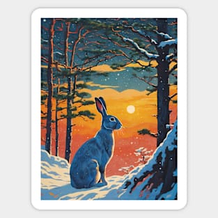 Fairytale Hare in Winter Forest Sticker